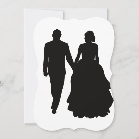 結婚式招待状カップルのシルエット 招待状 (正面)