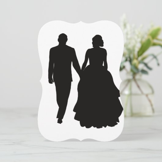 結婚式招待状カップルのシルエット 招待状 (スタンド正面)