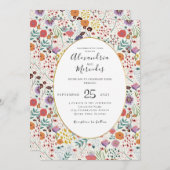 結婚式招待状カラフルフラワーズ春フローラ 招待状 (正面/裏面)