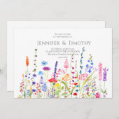 結婚式招待状カラフルワイルドフラワー水色 招待状 (正面/裏面)