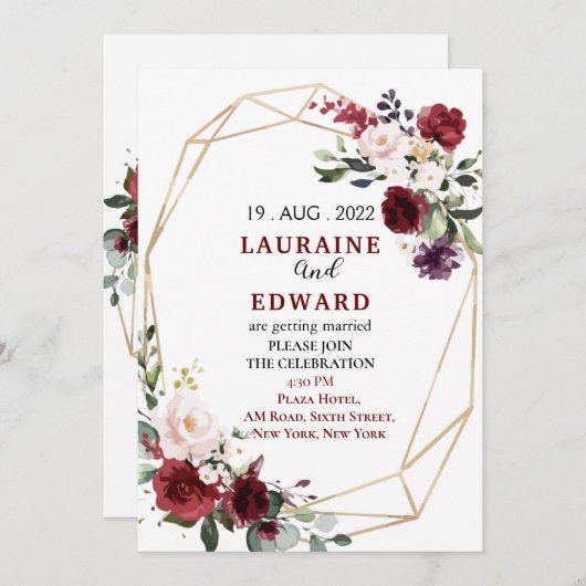 結婚式招待状カーシンプルドフローラ 招待状 (正面/裏面)