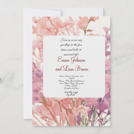 結婚式招待状カートピンク小弁孔 招待状 (正面)