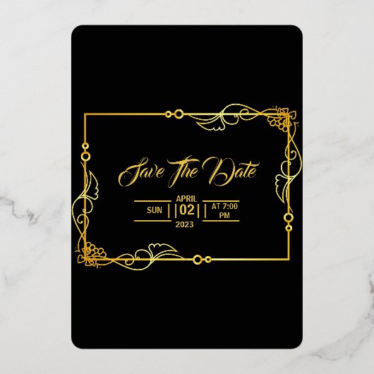 結婚式招待状カードゴールドフォイルデザインテンプレート 箔招待状 (裏面)