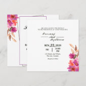 結婚式招待状カードスクアーフラワーカード 招待状 (正面/裏面)