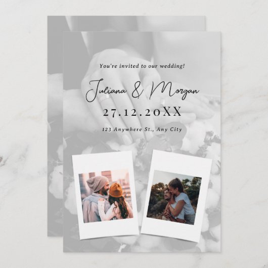 結婚式招待状カードフォトコラージュ招待状 招待状 (正面/裏面)
