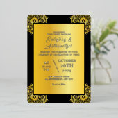 結婚式招待状カードラグジュアリーゴールドフォイルデザイン 箔招待状 (立ち正面)