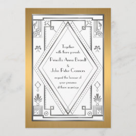 結婚式招待状カード素晴らし、ギャツビー、シルバー、金ゴールド 招待状