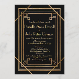 結婚式招待状カード素晴らし、ギャツビー、ブラック 招待状