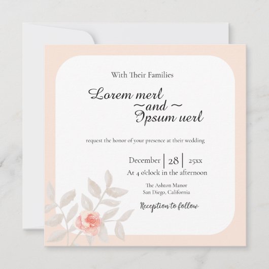 結婚式招待状カード色花 招待状 (正面)