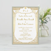 結婚式招待状カード,ギャツビ素晴らしー,金ゴールドグレー 招待状 (スタンド正面)