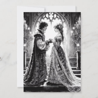 結婚式招待状カード – 白黒ロメオジュリエット 招待状