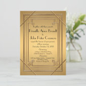 結婚式招待状カード、素晴らしいGatsby、金ゴールド及び金ゴールド 招待状 (スタンド正面)