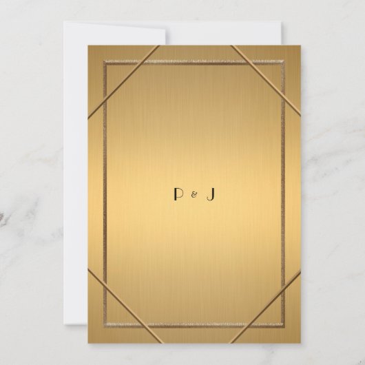 結婚式招待状カード、素晴らしいGatsby、金ゴールド及び金ゴールド 招待状 (裏面)