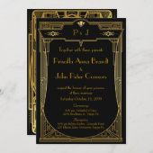 結婚式招待状カード,素晴らしギャツビー,金ゴールドブラック2 招待状 (正面/裏面)
