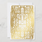 結婚式招待状カード、素晴らしギャツビー、金ゴールドホワイト2b 招待状 (裏面)