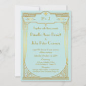 結婚式招待状カード，素晴らし,金ゴールドミント 招待状 (正面)