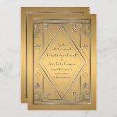 結婚式招待状カー素晴らしド,ギャツビー,シルバー,金ゴールド 招待状 (正面/裏面)