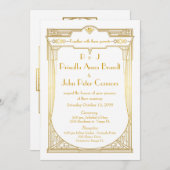 結婚式招待状カー素晴らしド,ギャツビー,白,金ゴールド 招待状 (正面/裏面)