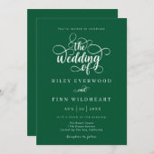 結婚式招待状クラシックセージ緑と白 招待状 (正面/裏面)