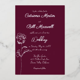 結婚式招待状クラシックプラムパープルシルバーフォイル 箔招待状