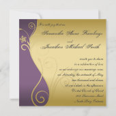 結婚式招待状クラシーパープル金ゴールドフローラ 招待状 (裏面)