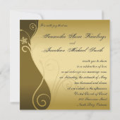 結婚式招待状クラシーブラウン金ゴールドフローラ 招待状 (裏面)
