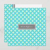 結婚式招待状グレーティール（緑がかった色）ミントパターン 招待状 (正面/裏面)