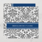 結婚式招待状グレーブルーダマスクパターン 招待状 (正面/裏面)