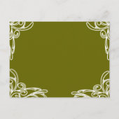 結婚式招待状コーナーオンオリーブグリーン インビテーションポストカード (裏面)