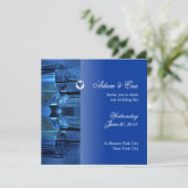 結婚式招待状サファイアブルージェムストーンモザイク 招待状 (スタンド正面)