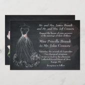 結婚式招待状シャルボード、様式化されたドレス 招待状 (正面/裏面)