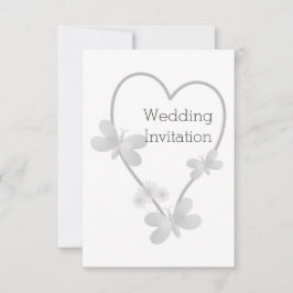 結婚式招待状シルバーハート蝶 招待状