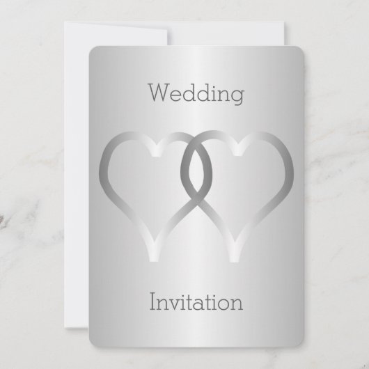 結婚式招待状シルバーハート 招待状 (正面)