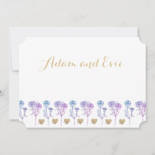 結婚式招待状シンプルとカーニエレガントオン サンキューカード (正面)