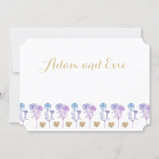 結婚式招待状シンプルとカーニエレガントオン サンキューカード