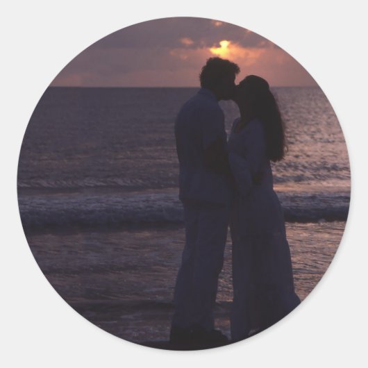 結婚式招待状シンプルテンプレートカスタム写真 ラウンドシール (正面)