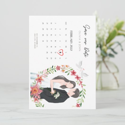 結婚式招待状スイートと日付カードの保存 招待状 (スタンド正面)