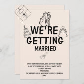 結婚式招待状スイート | 手書き図解入りの、写真付きの 招待状 (正面/裏面)