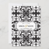 結婚式招待状スタイルに詳しい白黒 招待状 (正面)