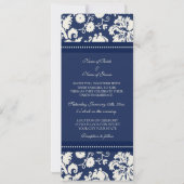 結婚式招待状ズダークブルークリームダマスク 招待状 (裏面)