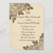 結婚式招待状セピアバラオンリネン 招待状 (正面/裏面)
