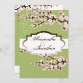 結婚式招待状セージグリーンさくらんぼブロッサム 招待状 (正面/裏面)