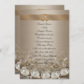 結婚式招待状ダイヤモンド及び金ゴールドサテン 招待状 (正面/裏面)