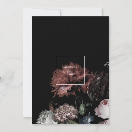 結婚式招待状ダークブラックムーディーズフローラ 招待状 (裏面)