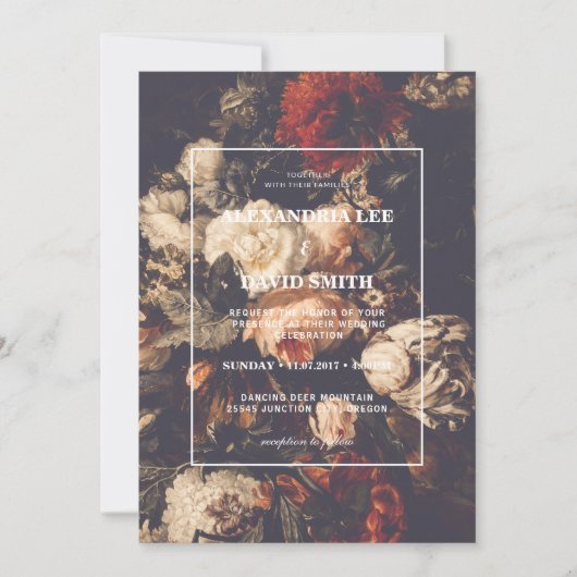 結婚式招待状ダークムーディオータム秋フローラ2 招待状 (正面)