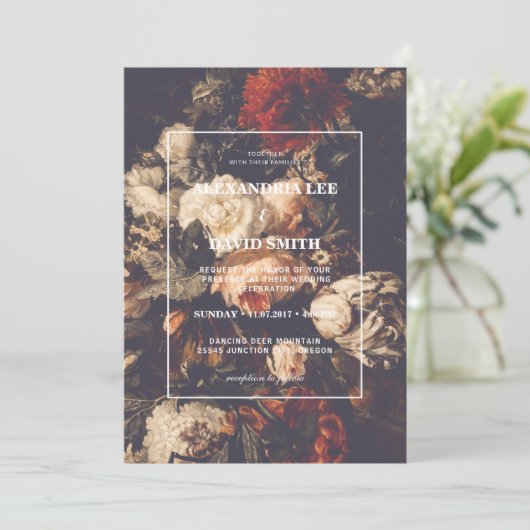 結婚式招待状ダークムーディオータム秋フローラ2 招待状 (スタンド正面)