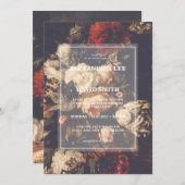 結婚式招待状ダークムーディオータム秋フローラ 招待状 (正面/裏面)