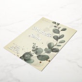 結婚式招待状テンプレートとユーカリ 箔招待状 (回転した状態)