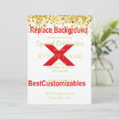 結婚式招待状テンプレートと金ゴールド紙吹雪 招待状 (スタンド正面)