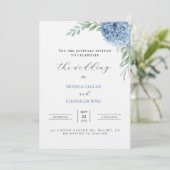 結婚式招待状テンプレートと青紫陽花 招待状 (スタンド正面)